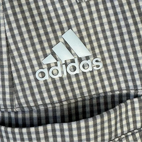 Adidas men's 32 blue check nylon stretch shorts with slash pockets - Picture 4 of 6